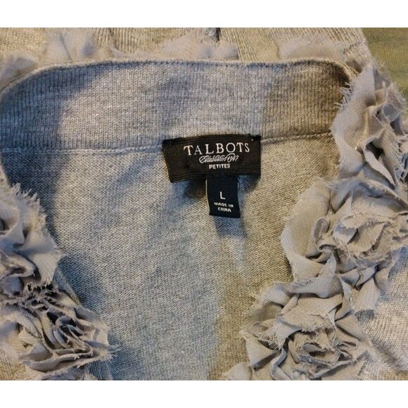 Talbots Long Sleeve V-neck Raised Floral Sweater Snap-up Front Size Lp Women's.. - Picture 4 of 9